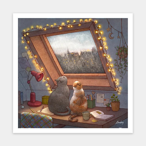 Pintoo H3455 Raining Window by Limduey - Kitten's Life Routine - 900 Piece Jigsaw Puzzle