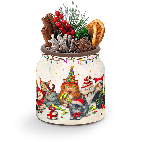 Pintoo BB1052 Purrfect Christmas Party - Christmas Puzzle Jar Gift Set Jigsaw Puzzle by Phoenix Chan