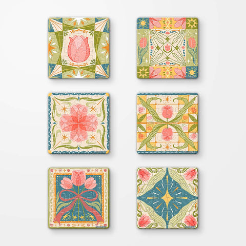 Pintoo D1601 Tulip Tile - 6 x 16pcs Jigsaw Puzzle Magnets