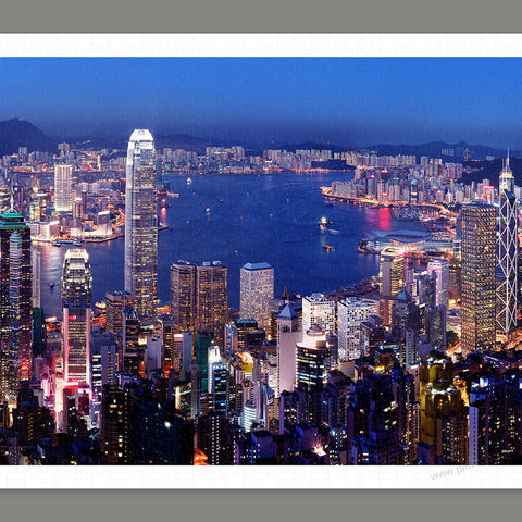 Pintoo H2089 Aerial view of Hong Kong Victoria Harbor at night - 1000 Piece Jigsaw Puzzle