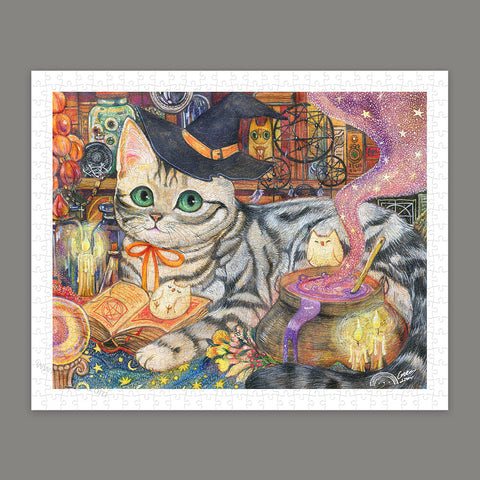 Pintoo H2345 Little Witch Cat - 500 Piece Jigsaw Puzzle by Cotton Lion