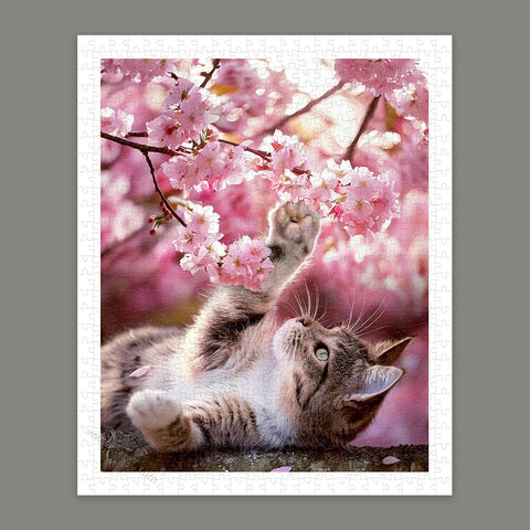 Pintoo H3956 Cat among Flowers - 500 Piece Jigsaw Puzzle by Lazy Spring