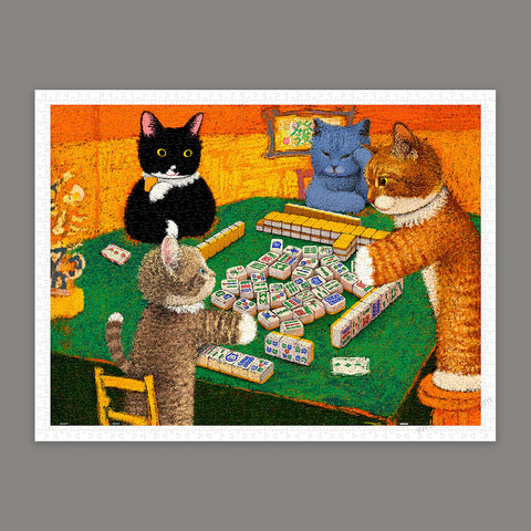 Pintoo H4052 A Few Rounds of Meow Generals - Mahjong Friends Kitten - 1200 Piece Jigsaw Puzzle by Niuniu in Famous Paintings
