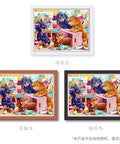 Puzzle in three frame color options: white, wood, brown.